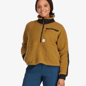 Topo Designs Women’s Size XS Mountain Fleece Pullover Half Zip Dark Khaki Tan